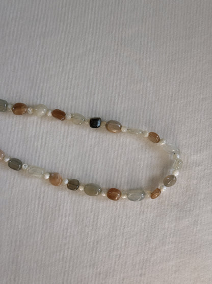 mixed sunstone beaded necklace
