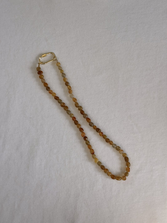 orange & yellow agate beaded carabiner necklace