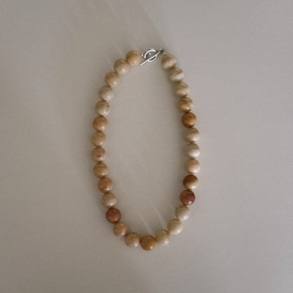 orange peach beaded necklace