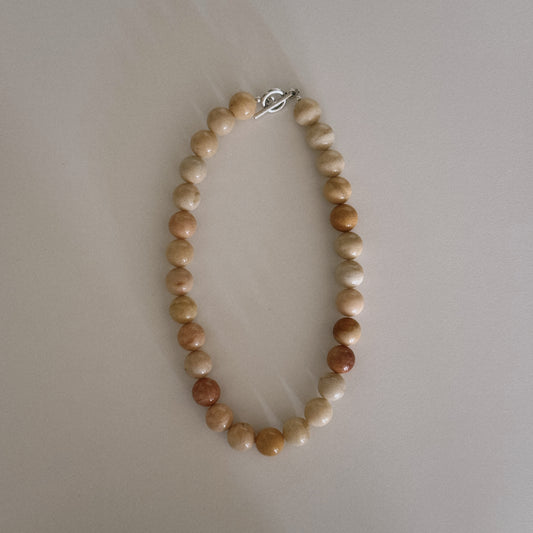 orange peach beaded necklace