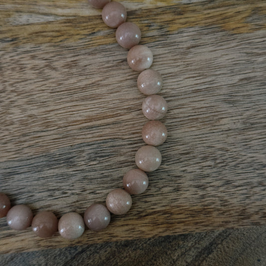 large glass pink beaded necklace with silver antique clasp