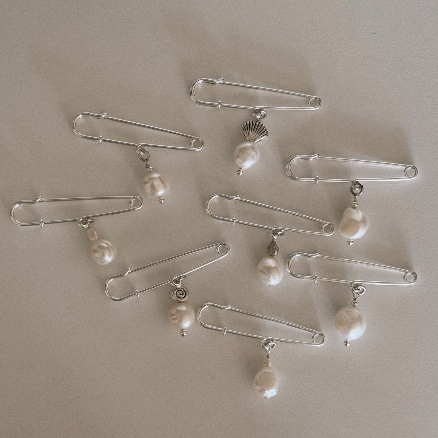 pearl safety pin brooch