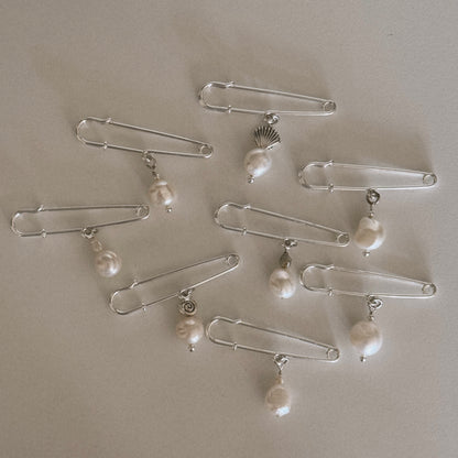 pearl safety pin brooch