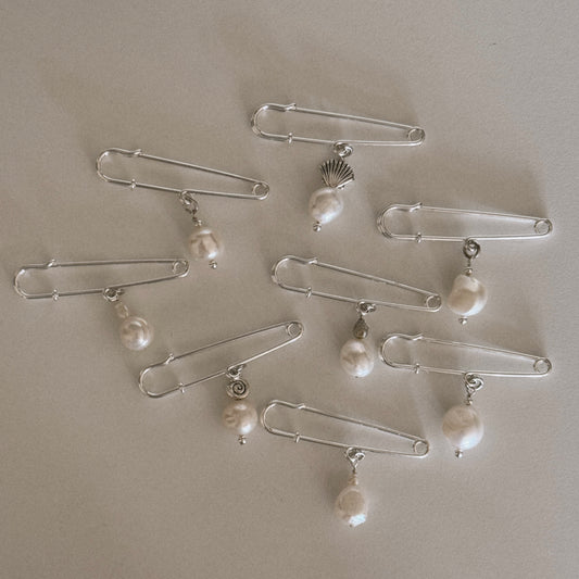 pearl safety pin brooch