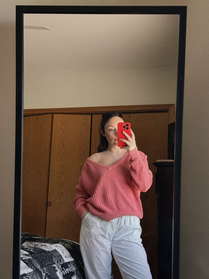 pink knit sweater
