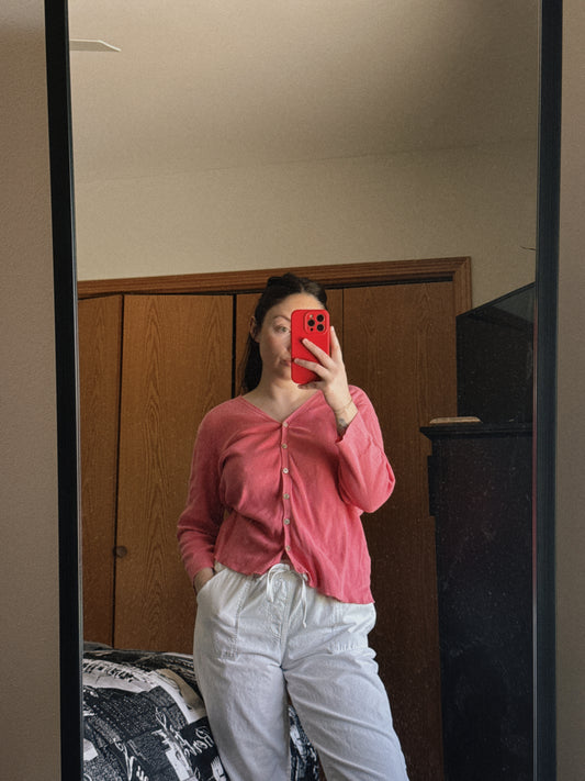 pink cardigan