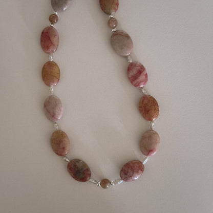 pink jade & pearl keychain