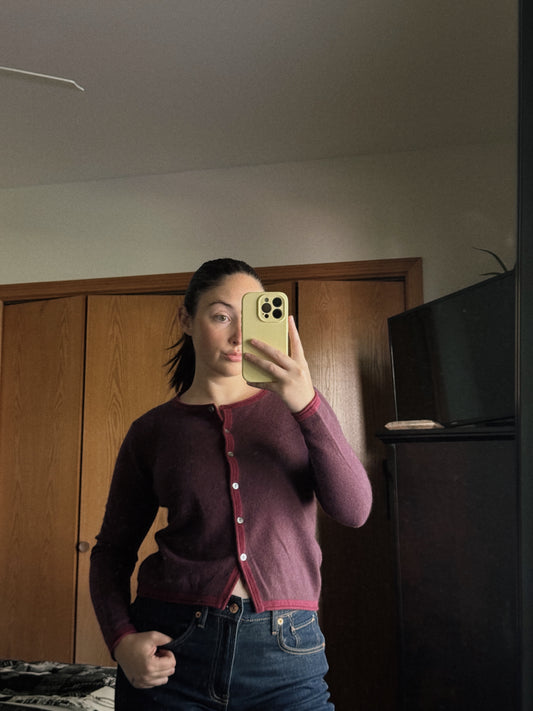 plum cashmere cardigan