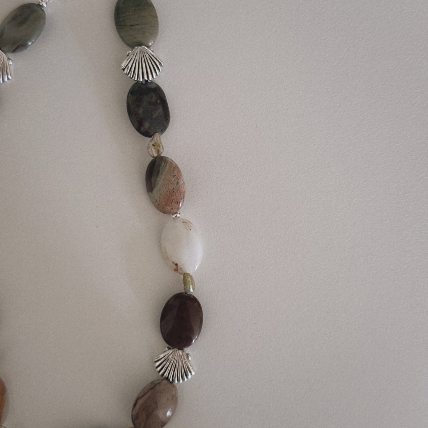 red jasper, pearl & shell keychain