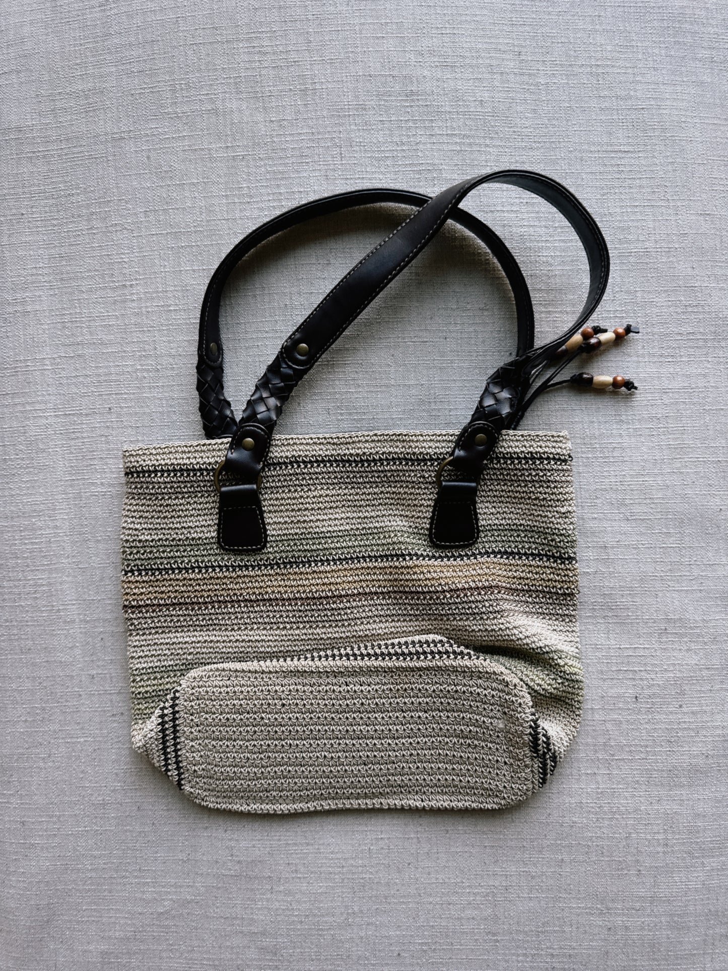 striped woven bag