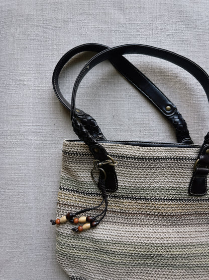 striped woven bag