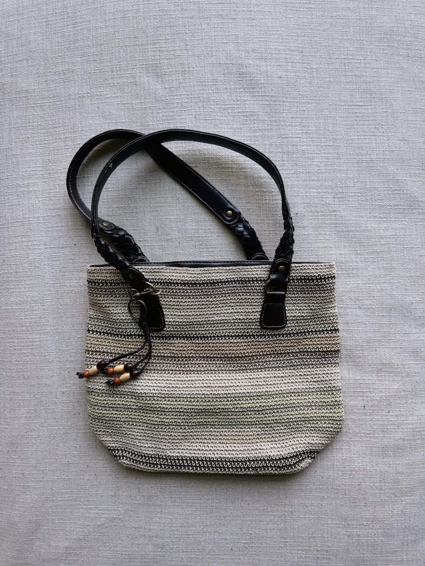 striped woven bag
