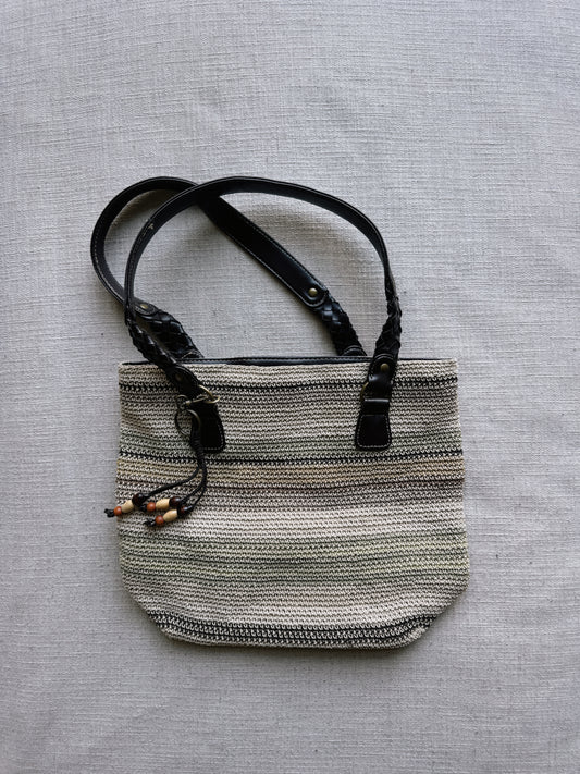 striped woven bag