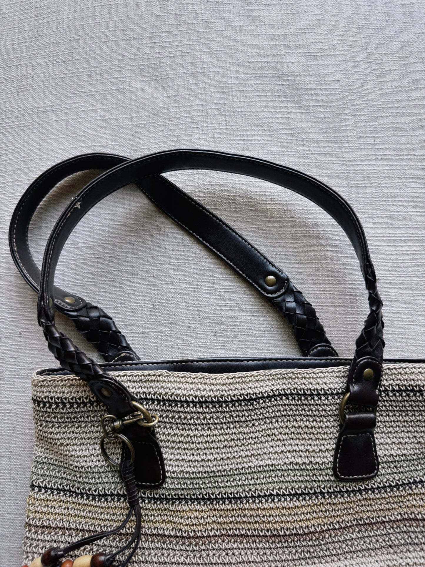 striped woven bag