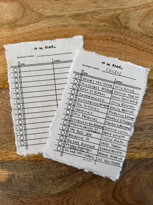 book to be read card