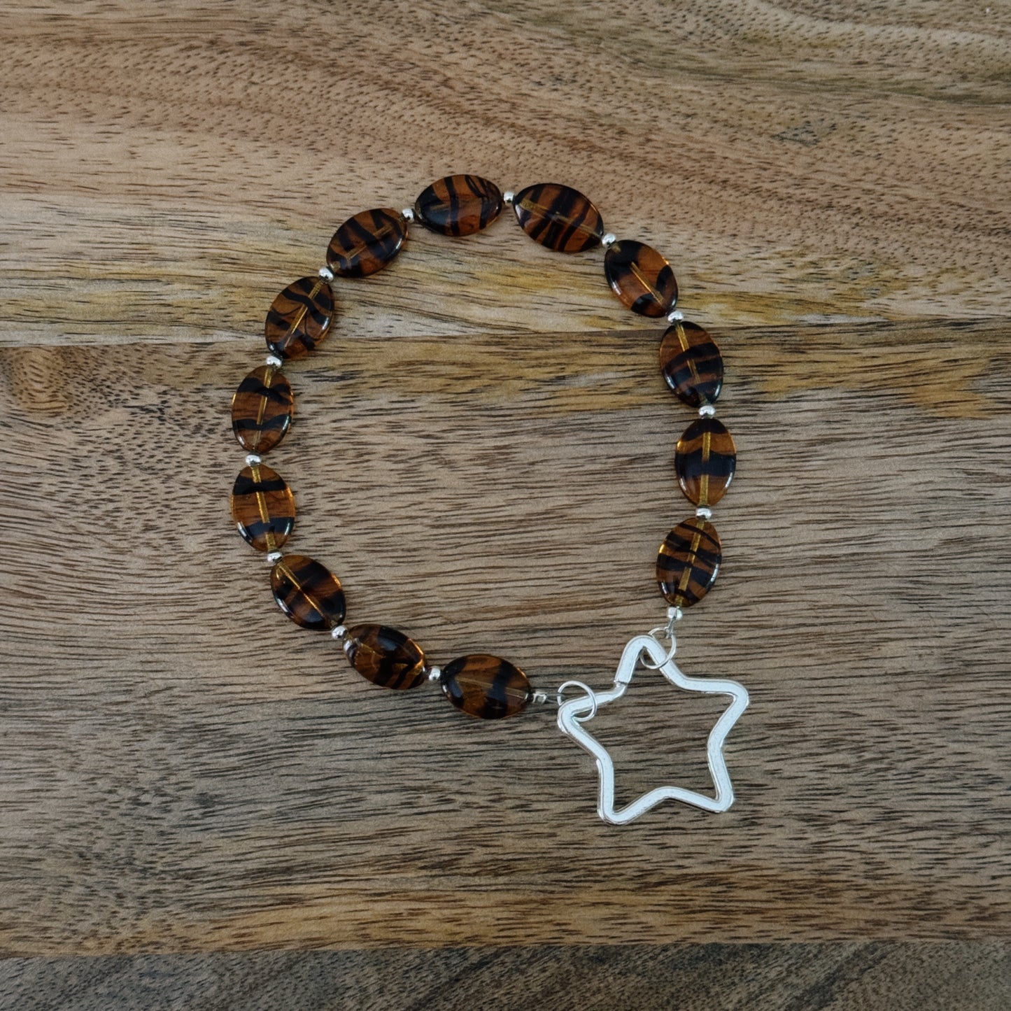 tortoise shell beaded star keychain