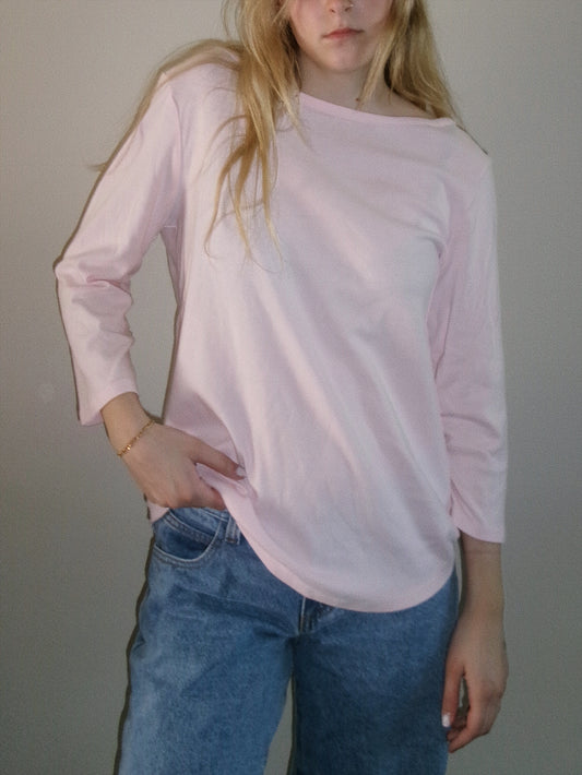 vintage baby pink quarter sleeve tee