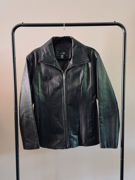 black genuine leather jacket