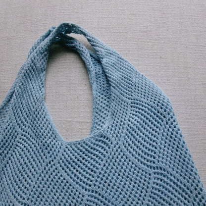 light blue crochet bag