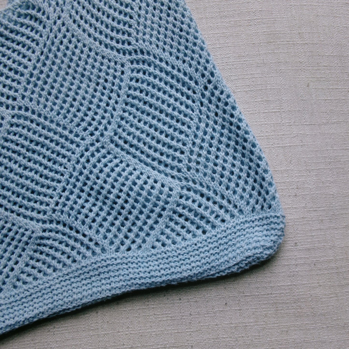 light blue crochet bag