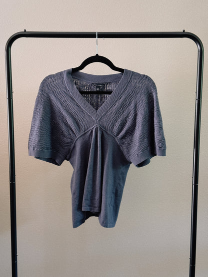 blue knit top