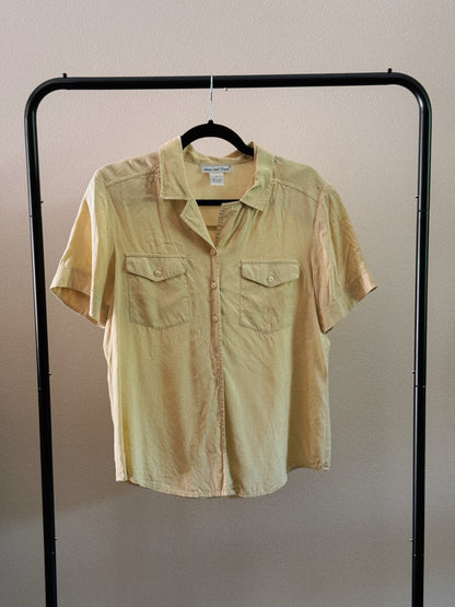 silk yellow button down