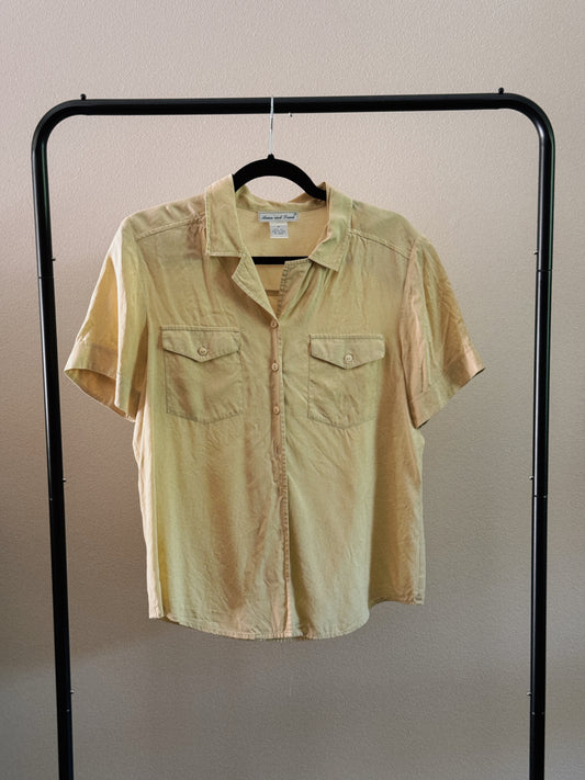 silk yellow button down