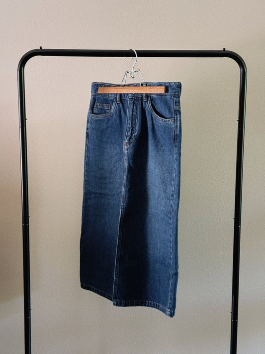 denim midi skirt