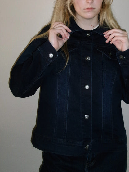 vintage dark wash denim top