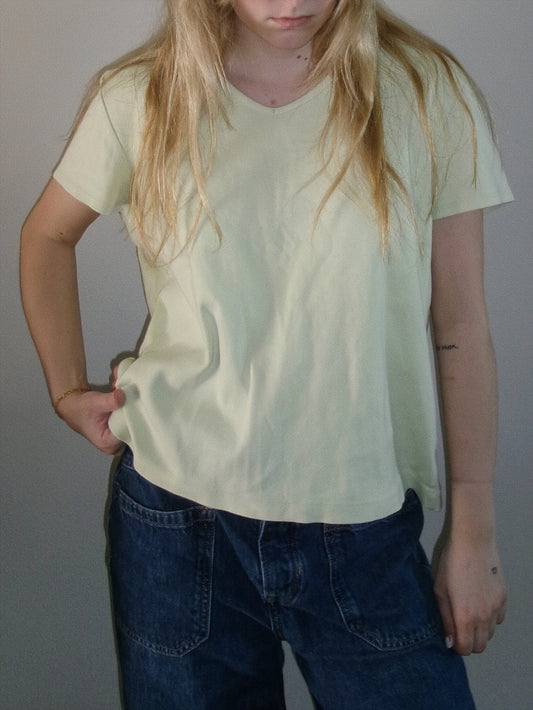 vintage pastel green vneck tee
