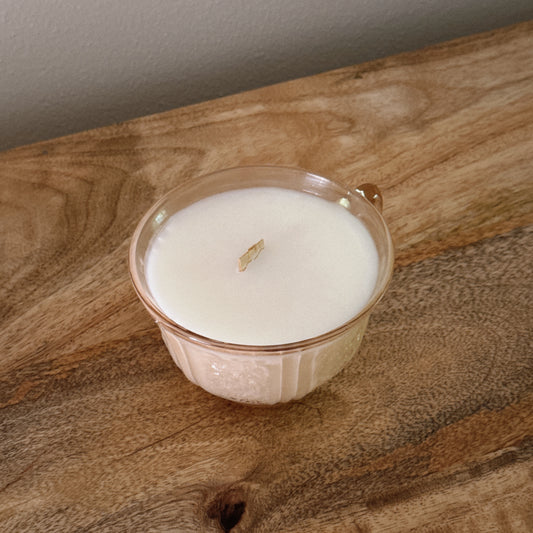 vintage pink mug candle