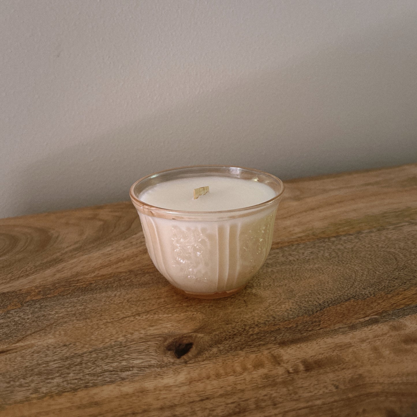vintage pink mug candle