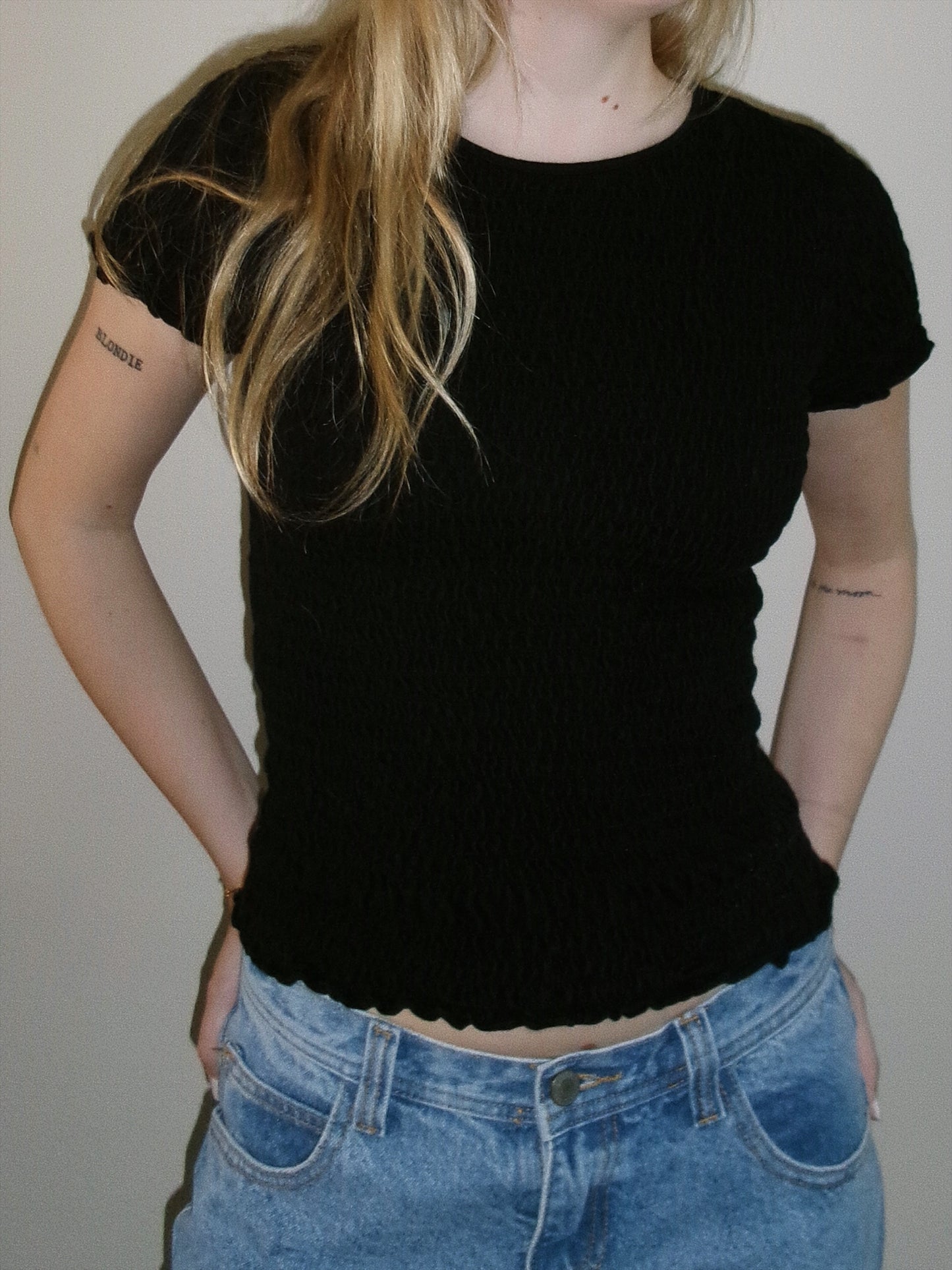 vintage black ruched top