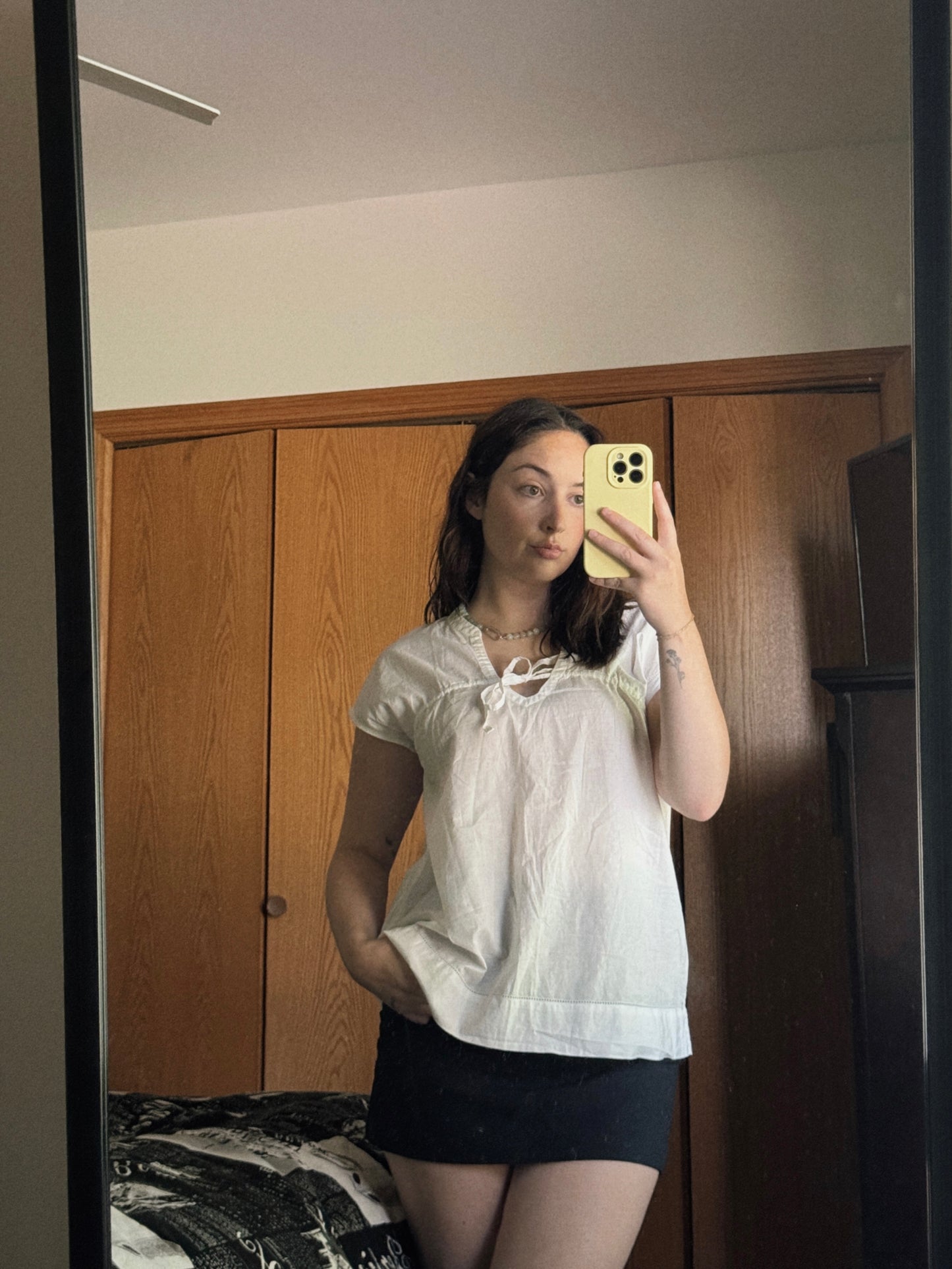 white semi sheer top