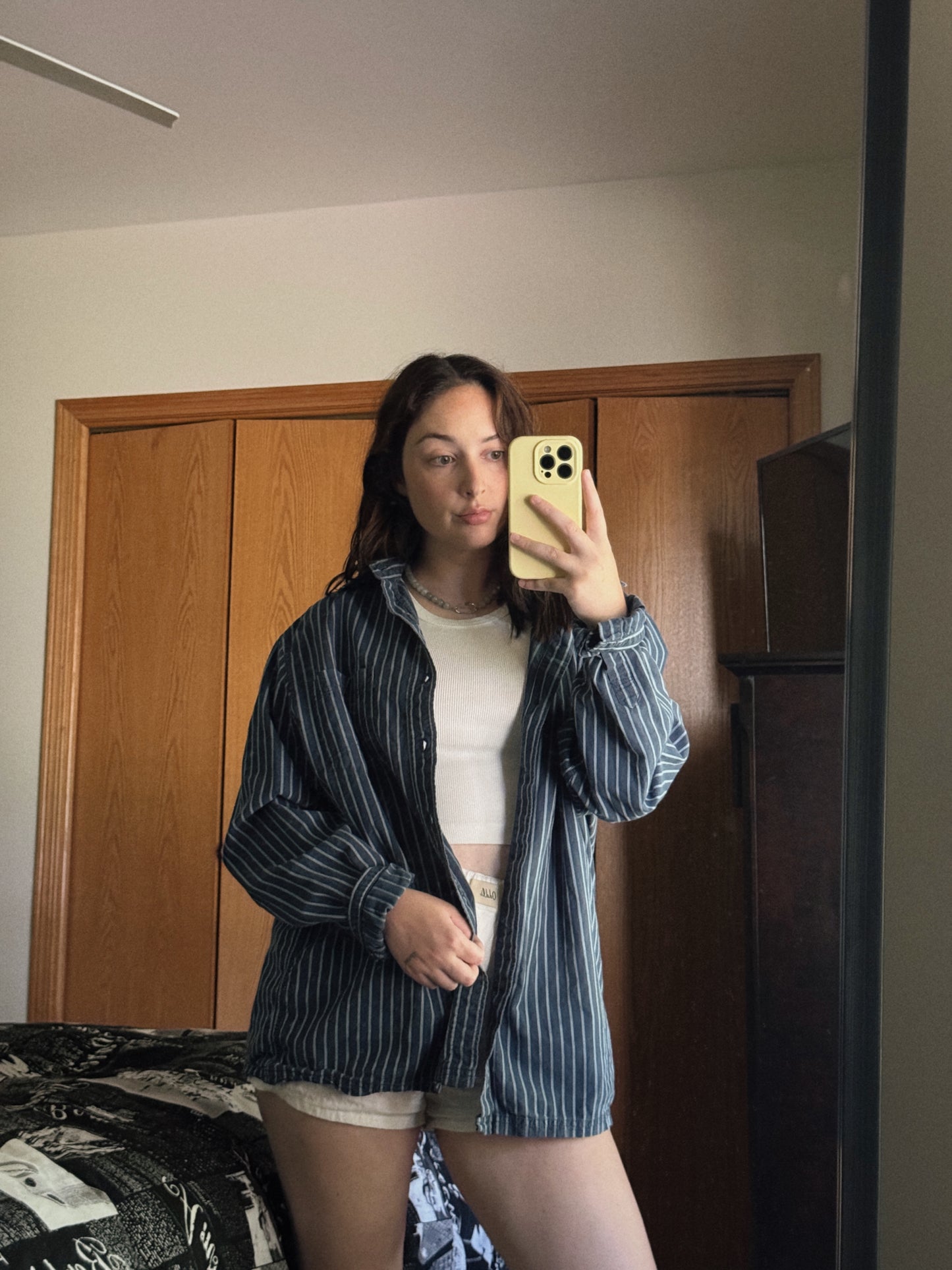 blue striped button down