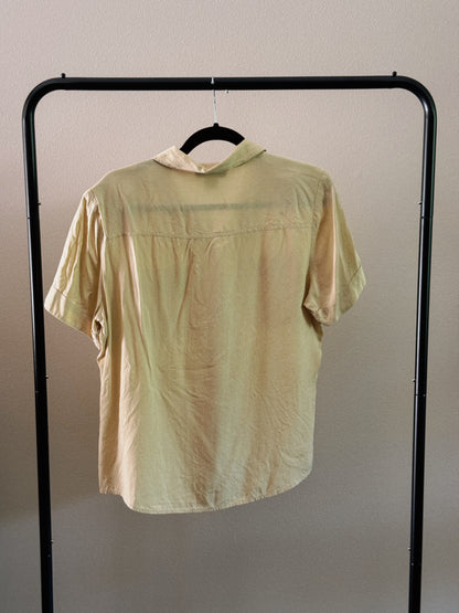 silk yellow button down
