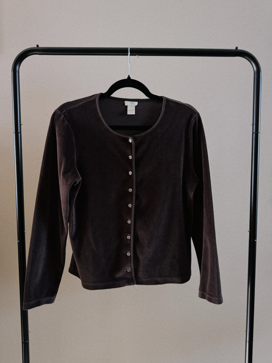 brown velvet cardigan