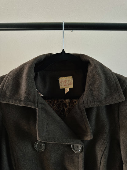 brown double breasted wool coat