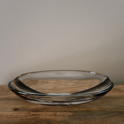vintage glass bowl with black stripe