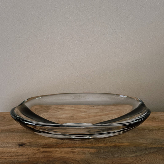 vintage glass bowl with black stripe