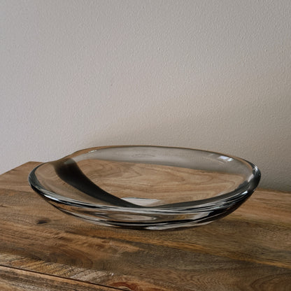 vintage glass bowl with black stripe
