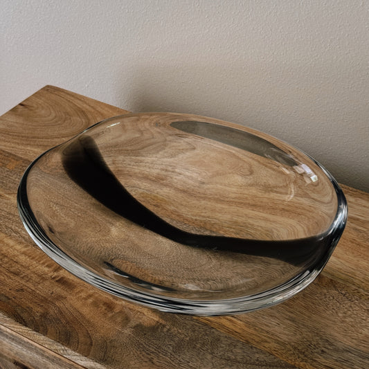 vintage glass bowl with black stripe