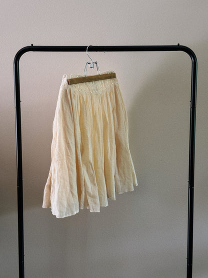 cream cotton midi skirt