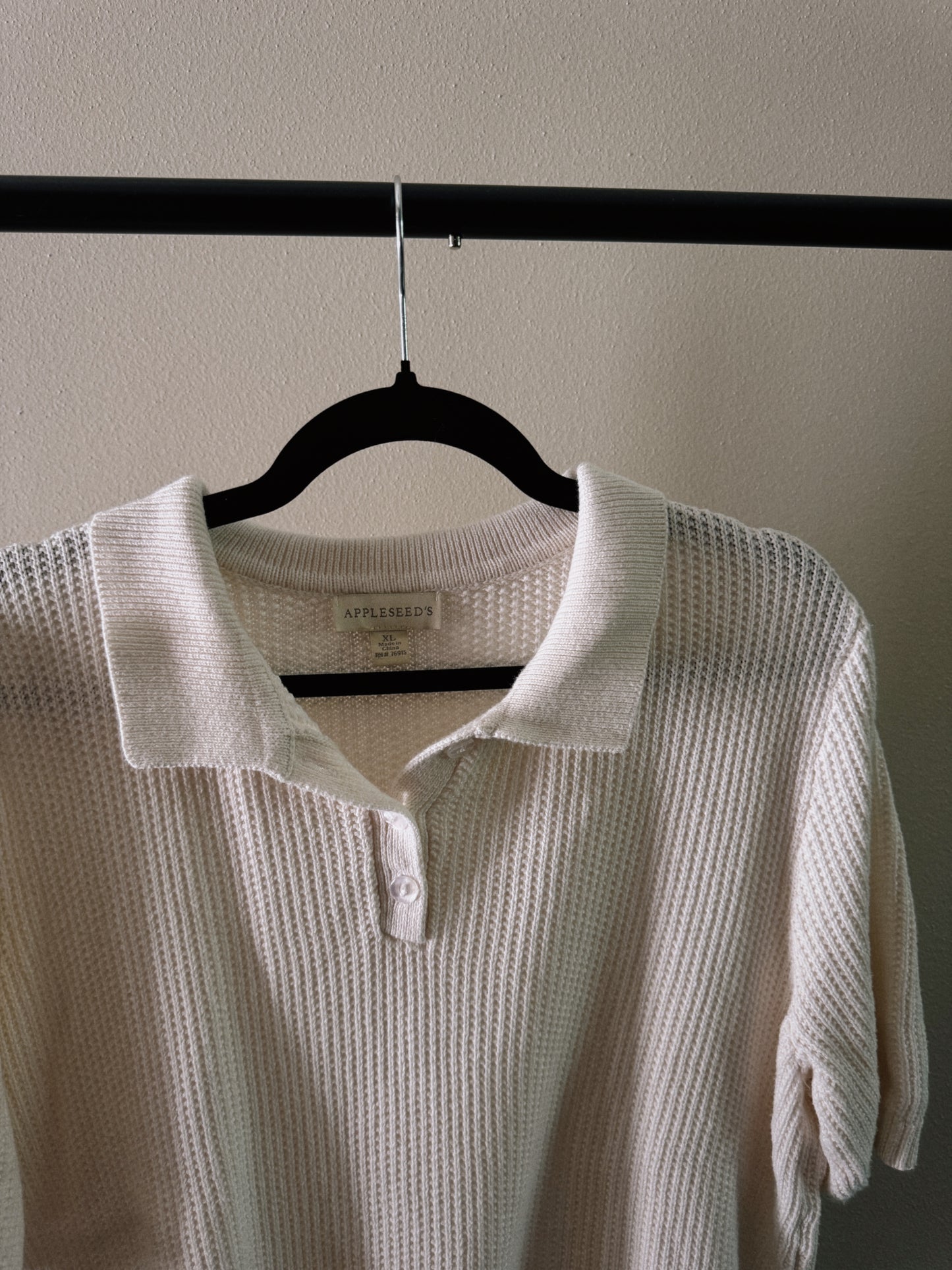 cream short sleeve sweater