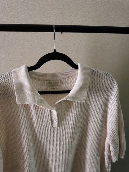 cream short sleeve sweater