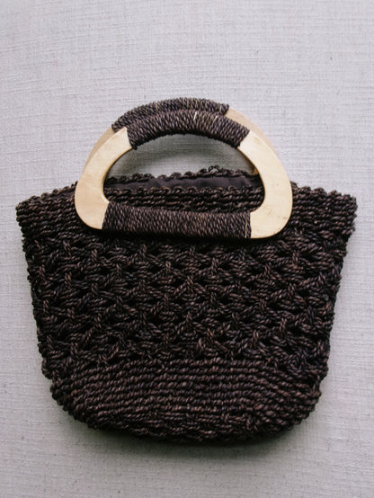 dark brown basket handbag