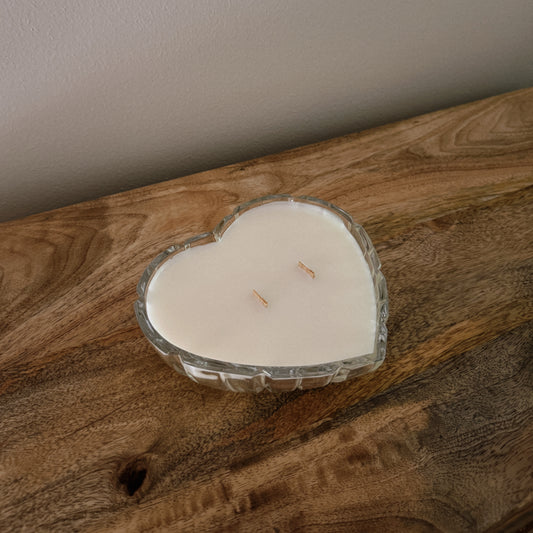 vintage glass heart candle