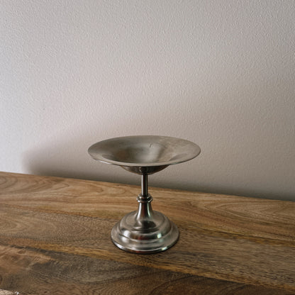 vintage metal pedestal dish