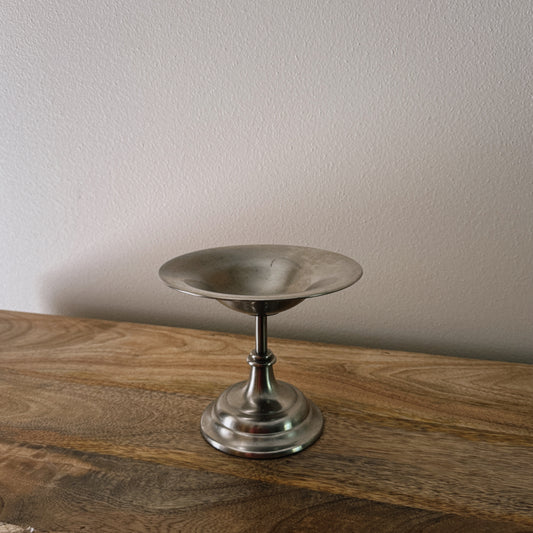 vintage metal pedestal dish