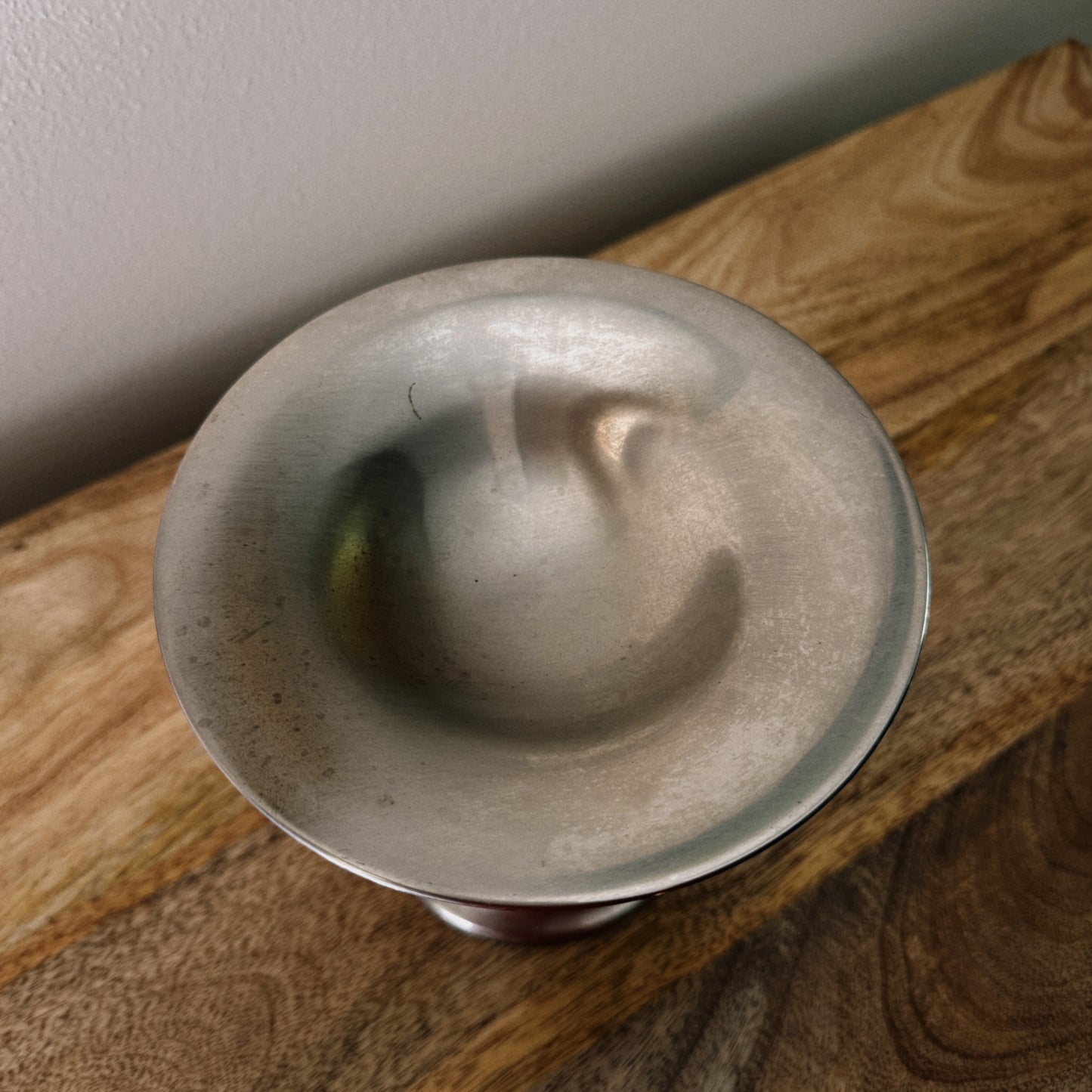 vintage metal pedestal dish